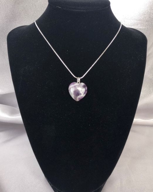 Chevron Amethyst Heart Necklace (small)
