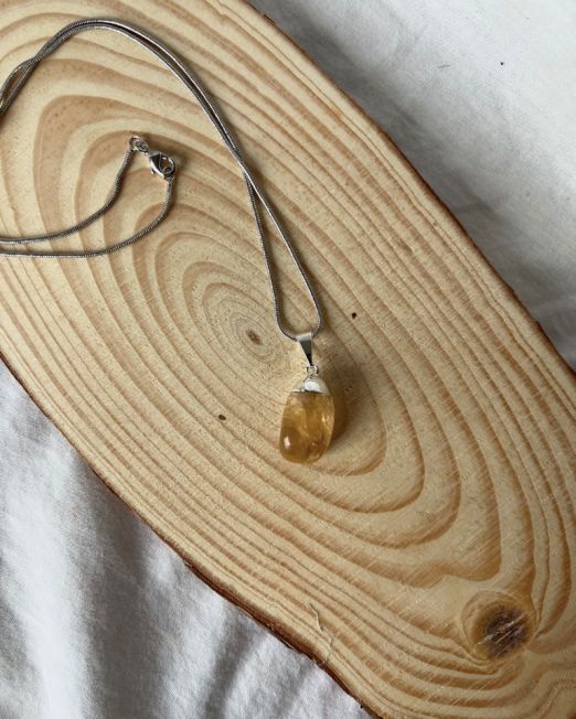 Citrine Crystal Plated Cap Necklace