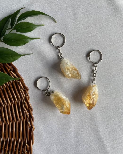Citrine Raw Point Keyring