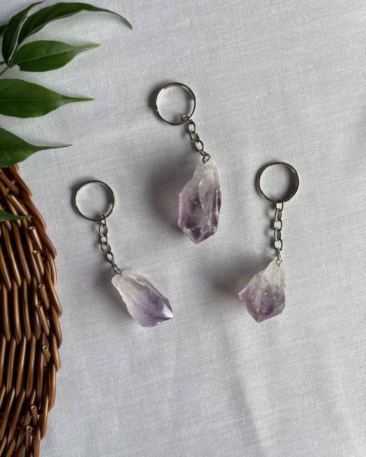 Amethyst Raw Point Keyring