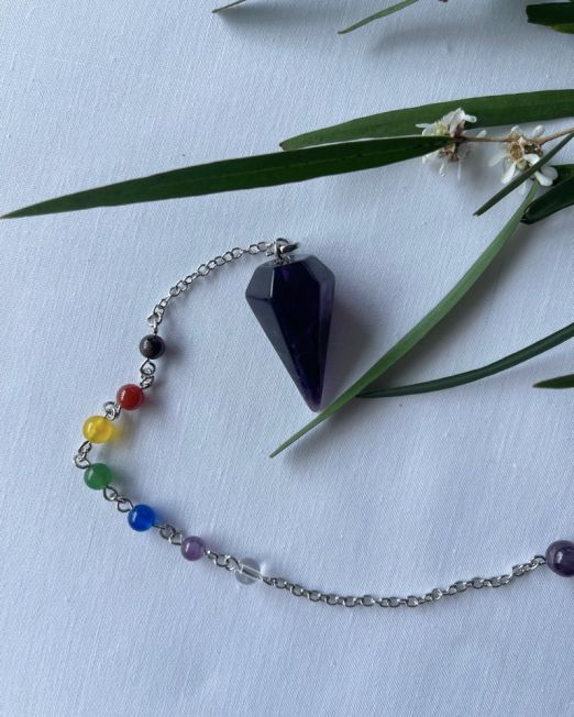 Chevron Amethyst Chakra Pendulum