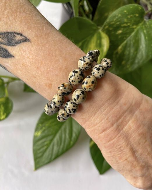 Dalmatian Tumbled Bead Crystal Bracelet