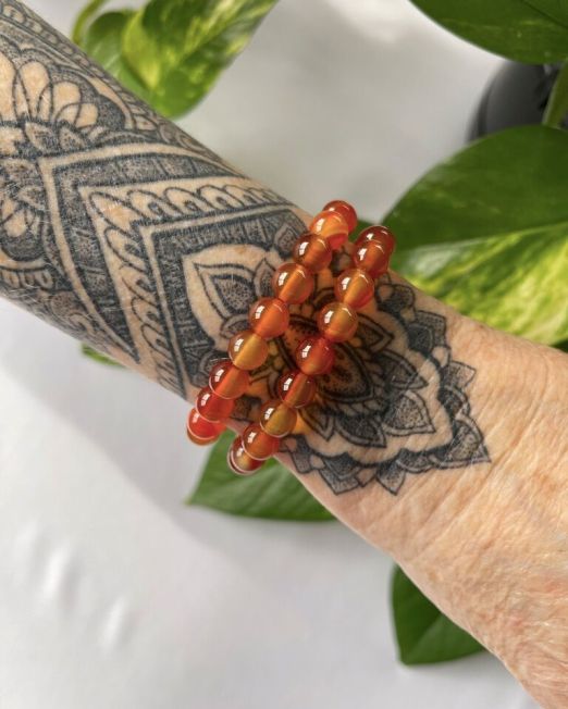 Orange Agate Crystal Bead Bracelet