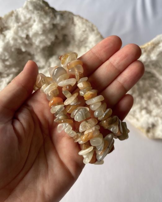 Peach Moonstone Chunky Crystal Bracelet