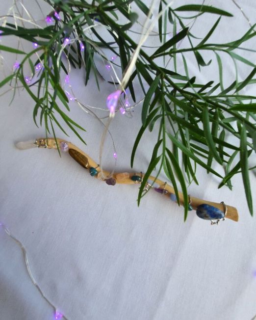 Crystal Wand Wired With Mixed Crystals & Stars