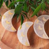 Selenite Gold Etched Moon