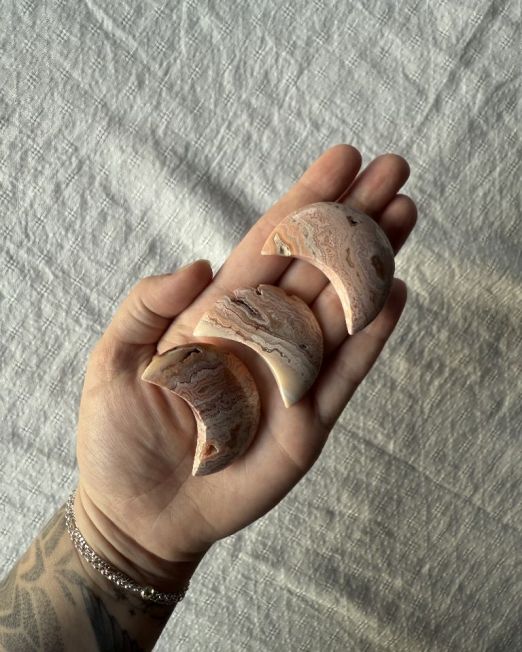 Pink Crazy Lace Agate Moon